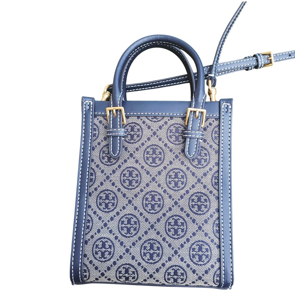 Tory Burch Mini T Monogram Jacquard N/S Tote – Tory Navy NWT - Picture 2 of 8